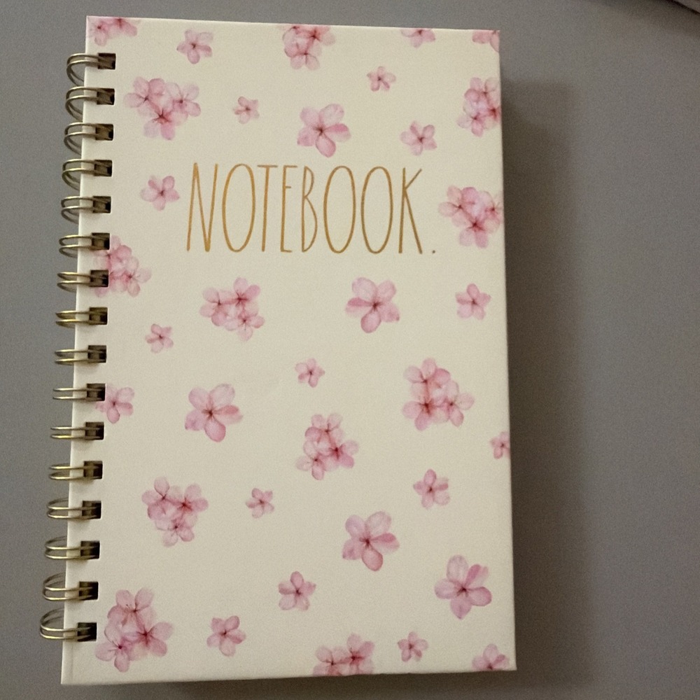 Rae Dunn Notebook Spiral Journal Notebook Lined Pages Pink Pansies New